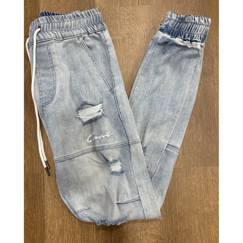 Carre Distressed Premiere Joggers Men's Light Wash Size Small